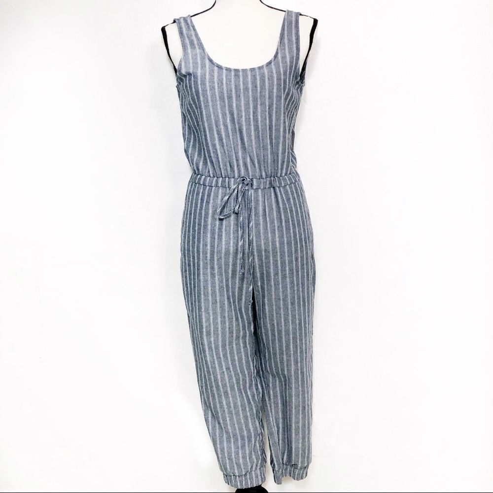 Drew | Linen Striped Drawstring Jumpsuit